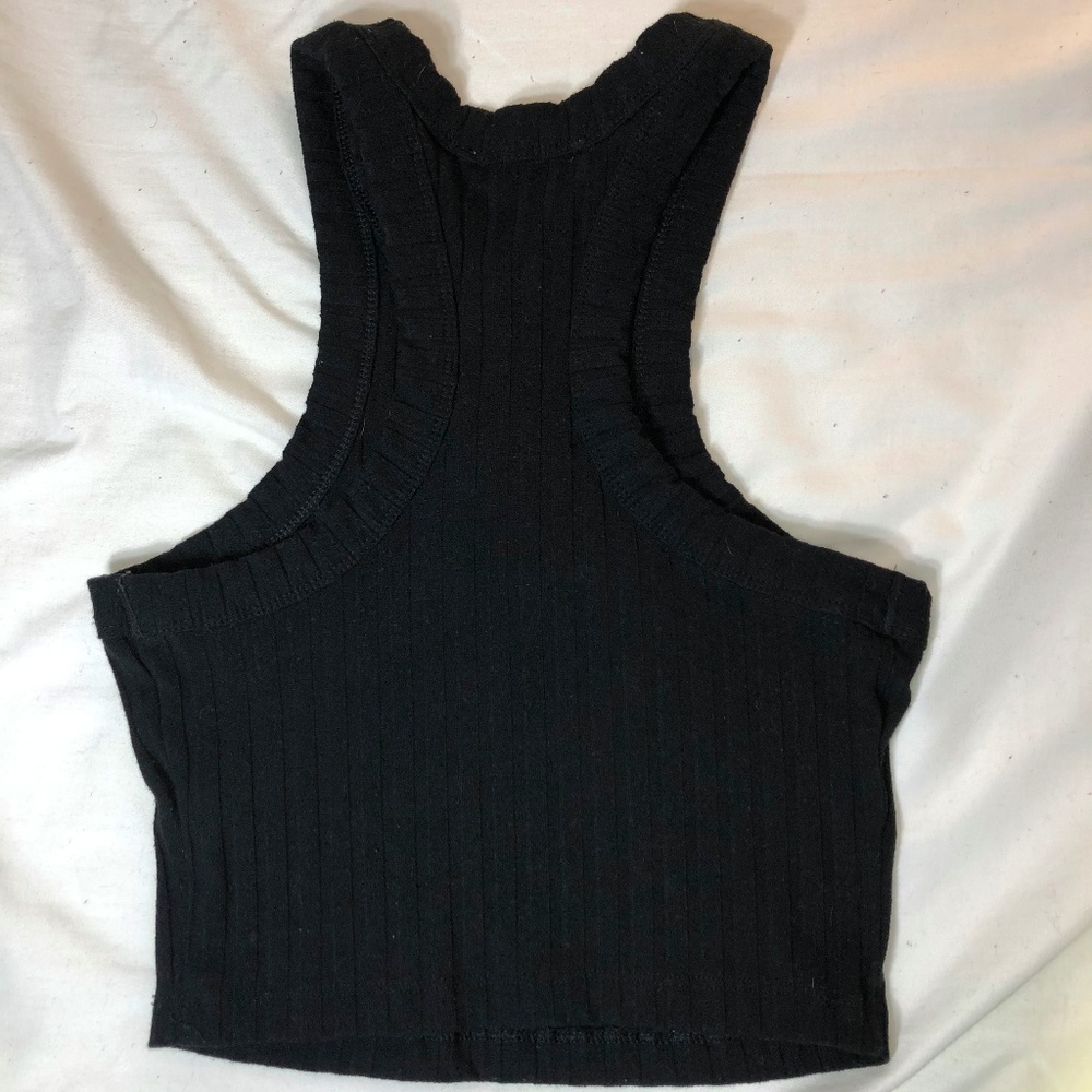 Black Express One Eleven High Neck Ribbed Crop Top